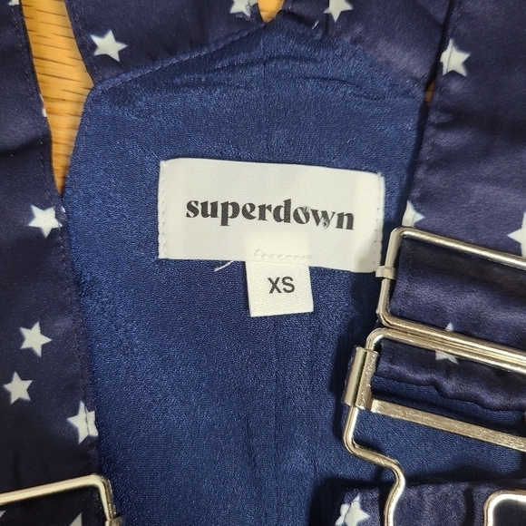 NEW Superdown XS Athena Overall Mini Dress in Blue Star Print - Picture 8 of 10